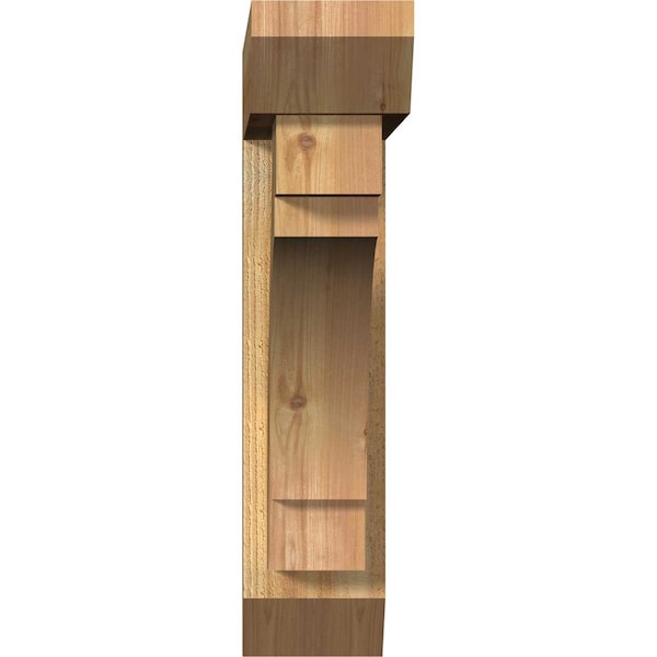 Merced Slat Rough Sawn Bracket W/ Offset Brace, Western Red Cedar, 6W X 26D X 26H